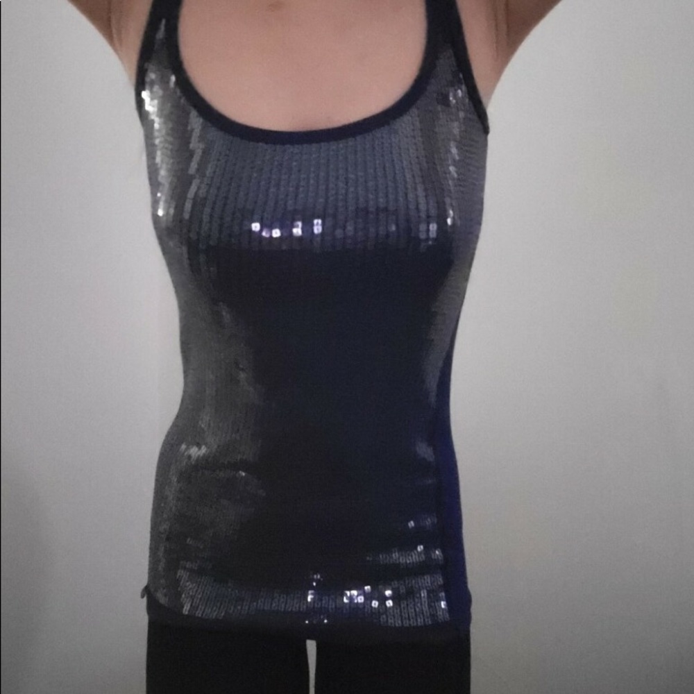 Royal blue sequins ribbed tank